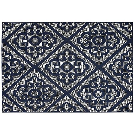 Oriental Weavers Marina Indoor Outdoor Outdoor Geometric Round Rug, Navy - 7 ft. 10 in. x 7 ft. 10 in. M3804B240RDST